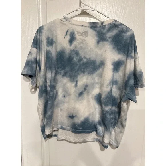 David Bowie Aladdin Sane Tie Dye Graphic Crop Top Tee XXL Blue White Rock Music - Picture 3 of 3